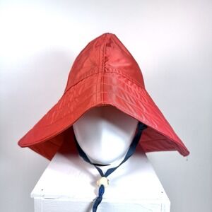 Vintage 80s Atlantis Weathergear Sou’wester Rain Hat Red Sailing Fisherman L